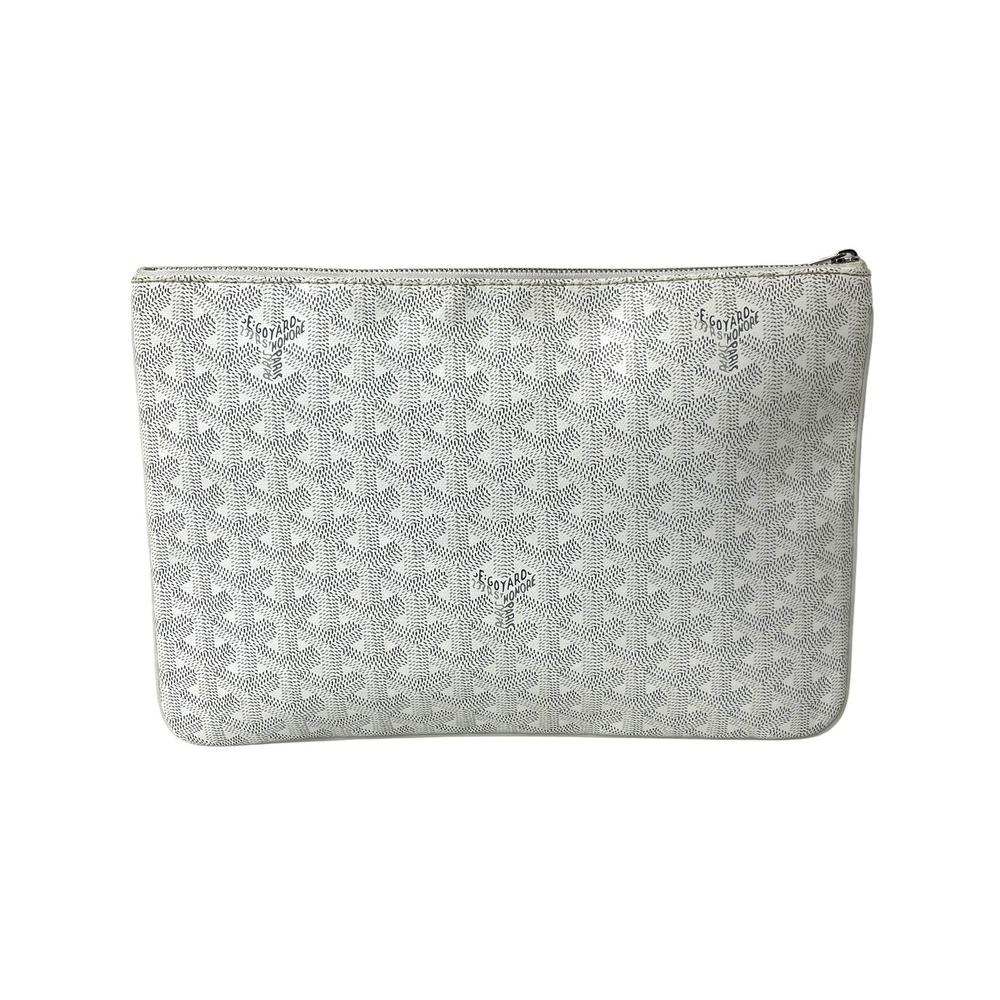 Goyard Clutch Canvas Senna Calfskin White Bag